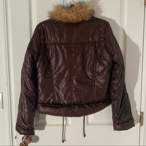 Good & Cool European stylish puffer jacket with faux fur collar brown waterproof - Picture 4 of 7